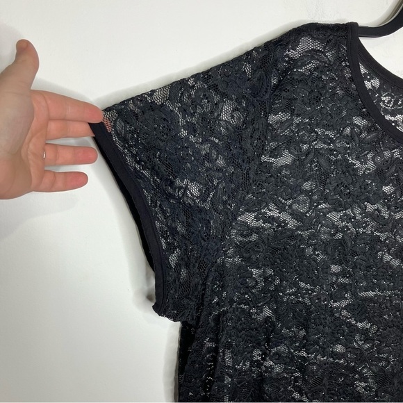 Torrid Black lace crew tee sheer women’s size 5X sexy casual dressy curvy style - Picture 5 of 8